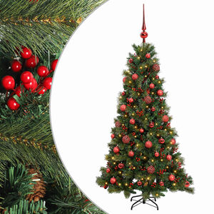 vidaXL K&uuml;nstlicher Weihnachtsbaum mit Weihnachtskugel 150 cm 150 LEDs