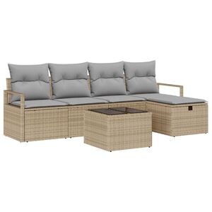 vidaXL Sofa Set mit Kissen mit Speicher Beige und Hellgrau Poly-Rattan