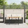 vidaXL Gartensofa 3-Sitzer mit Kissen & Tisch Schwarz Poly Rattan