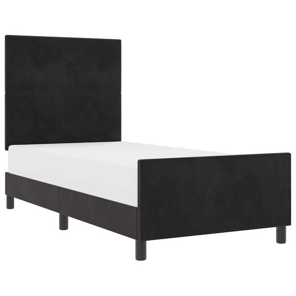 vidaXL Boxspringbett mit Kopfteil Schwarz 90 x 200 cm Samt