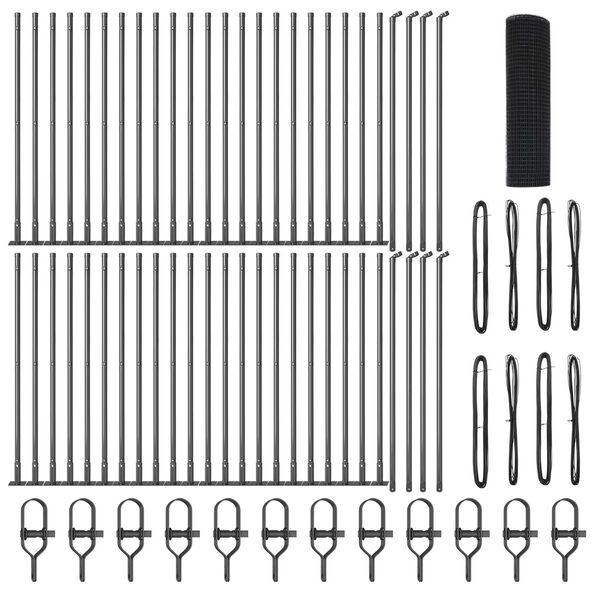 vidaXL Zaunpfosten Grau 100 x 0,5 m (25 x 25 mm Maschen) Stahl und PVC