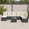 vidaXL Sofa Set mit Kissen 9 pcs Schwarz und Creme Poly-Rattan