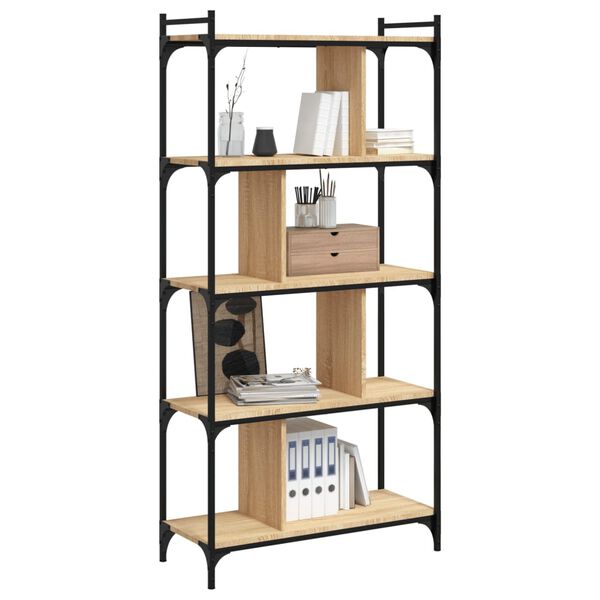 vidaXL B&uuml;cherregal 5 B&ouml;den Sonoma-Eiche 76x32x158 cm Holzwerkstoff