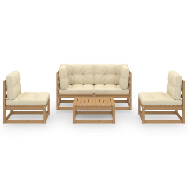 vidaXL 5-tlg. Garten-Lounge-Set mit Kissen Kiefer Massivholz