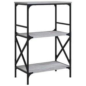 vidaXL B&uuml;cherregal 3 B&ouml;den Grau Sonoma 59x35x90,5 cm Holzwerkstoff