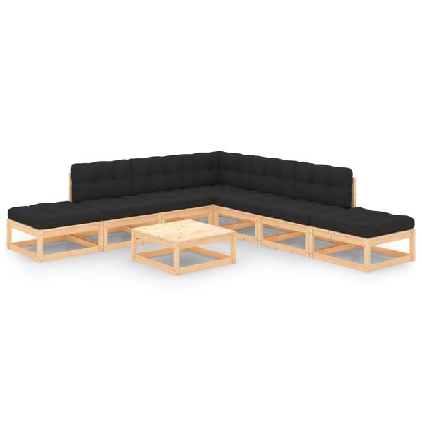 vidaXL 8-tlg. Garten-Lounge-Set mit Kissen Massivholz Kiefer