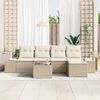 vidaXL Garten-Sofa-Set mit Kissen 6 pcs Beige Poly-Rattan