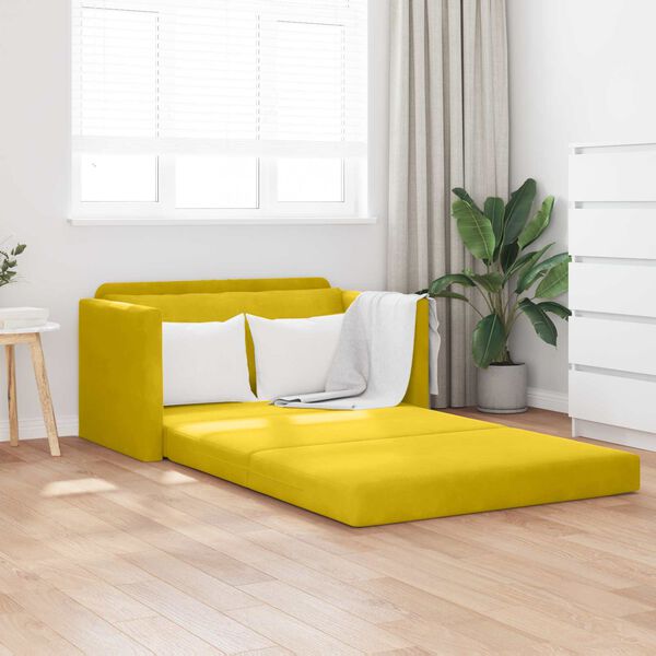 vidaXL Schlafsofa 110cm Sonnenblumen Gelb Samt