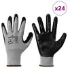 vidaXL Arbeitshandschuhe 24 pcs Grau und Schwarz 8 / m Polyester