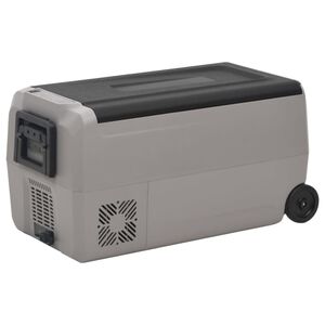 vidaXL K&uuml;hlbox mit Rollen und Griff Schwarz & Grau 60 L PP & PE