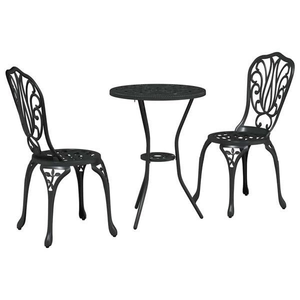 vidaXL Garten Bistro Set 3 pcs Schwarz Aluminium