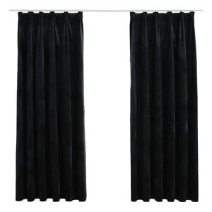 vidaXL Verdunkelungsvorh&auml;nge mit Haken 2 Stk. Samt Schwarz 140x175 cm
