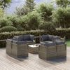 vidaXL 9-tlg. Garten-Lounge-Set mit Kissen Grau Poly Rattan