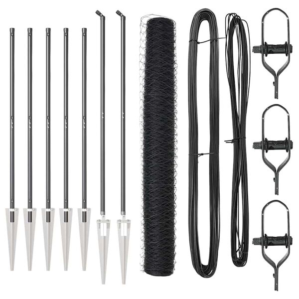 vidaXL Zaunpfosten Grau 10 x 1,4 m (36 mm Maschenweite) Stahl und PVC