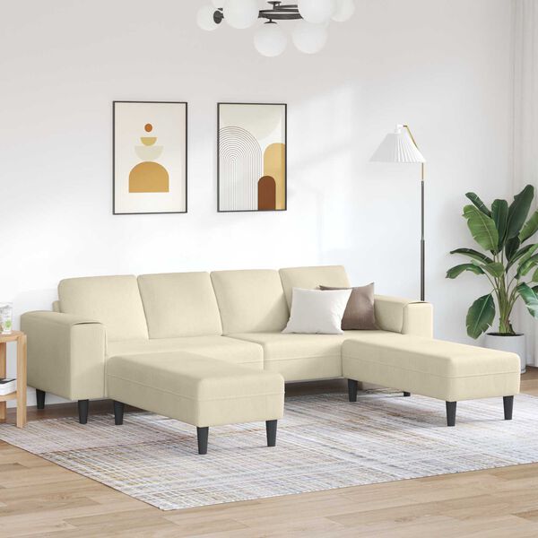vidaXL Sofa mit Kissen Creme 250 x 188 x 76 cm Cordstoff