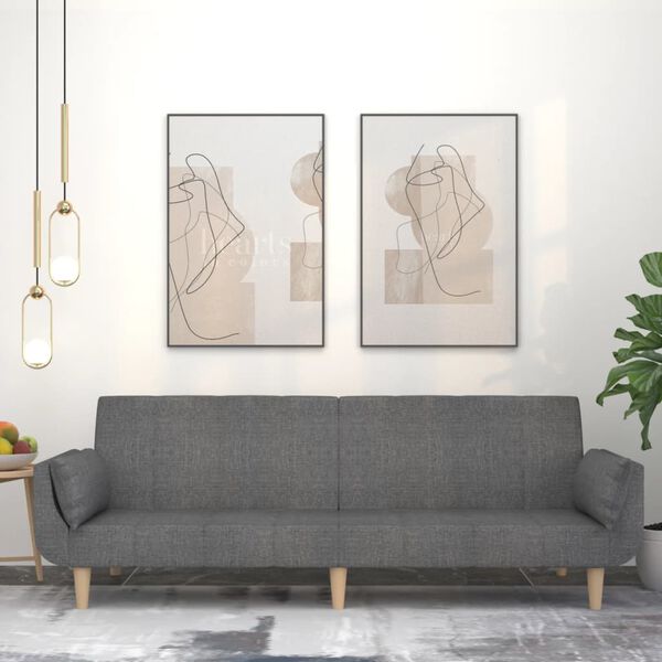 vidaXL Schlafsofa 2-Sitzer mit 2 Kissen Hellgrau Stoff