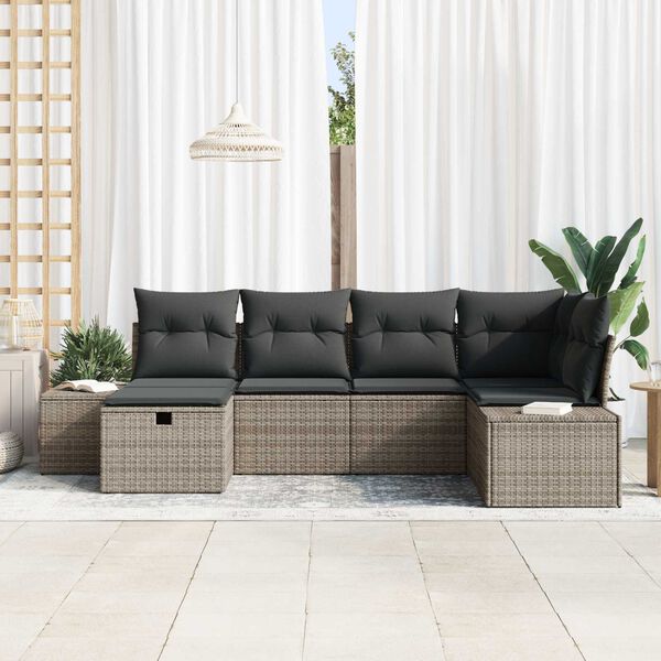 vidaXL Sofa Set mit Kissen 7 pcs Poly-Rattan