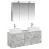 vidaXL Badezimmerm&ouml;bel-Set 4 pcs Betongrau Ingenieurholz und Glas
