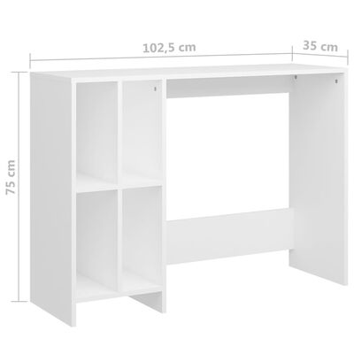 vidaXL Computertisch Weiß 102,5x35x75 cm Holzwerkstoff