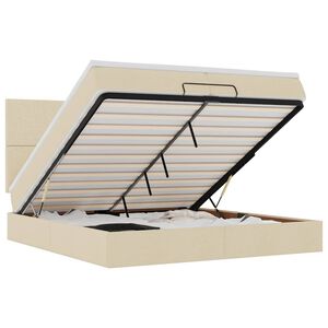 vidaXL Ottoman-Bett mit Matratzen & LEDs Creme 200x200 cm Stoff