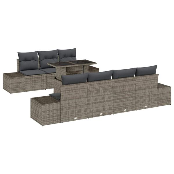 vidaXL Gartensofa-set mit Kissen 8 pcs Grau