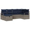 vidaXL Sofa Set 6 Stk. Grau und Marineblau Poly-Rattan