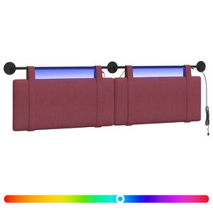 vidaXL H&auml;ngendes Kopfteil Mit LED Licht Weinrot Stoff