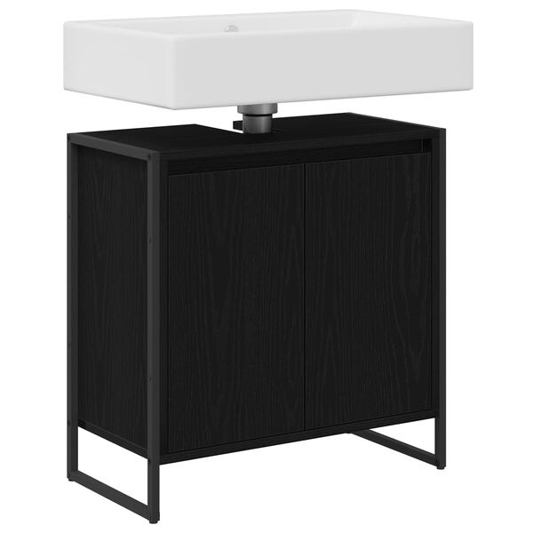 vidaXL Badezimmerschrank mit T&uuml;r Schwarz Eichen-Optik 60 x 30 x 60 cm