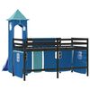 vidaXL Kinderhochbett mit Turm Blau 90x190 cm Massivholz Kiefer