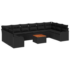 vidaXL Gartensofa-set mit Speicher 11 pcs Schwarz Poly-Rattan