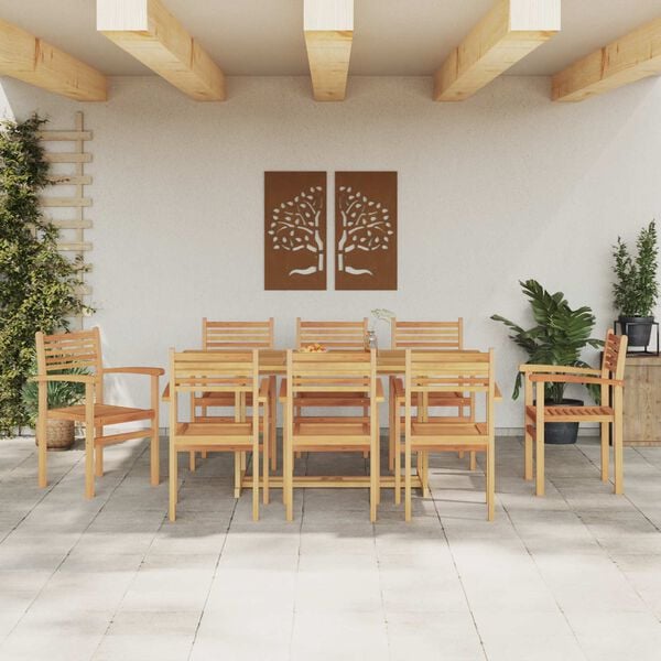 vidaXL Garten Essgruppe 9 pcs Braun Massivholz Teak