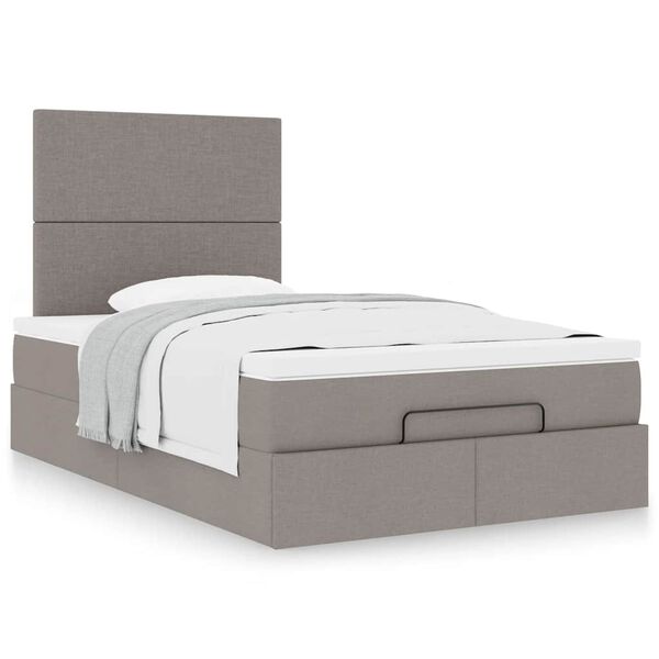 vidaXL Ottoman-Bett mit Matratze Taupe 120x200 cm Stoff