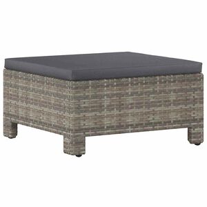 vidaXL Garten-Fu&szlig;st&uuml;tze mit Kissen Grau Poly Rattan