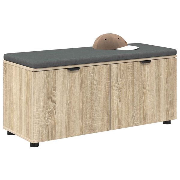 vidaXL Flurbank mit Kissen mit Speicher Sonoma-Eiche 100 x 38 x 46 cm