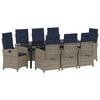 vidaXL Garten Essgruppe 9 Stk. Grau Poly-Rattan