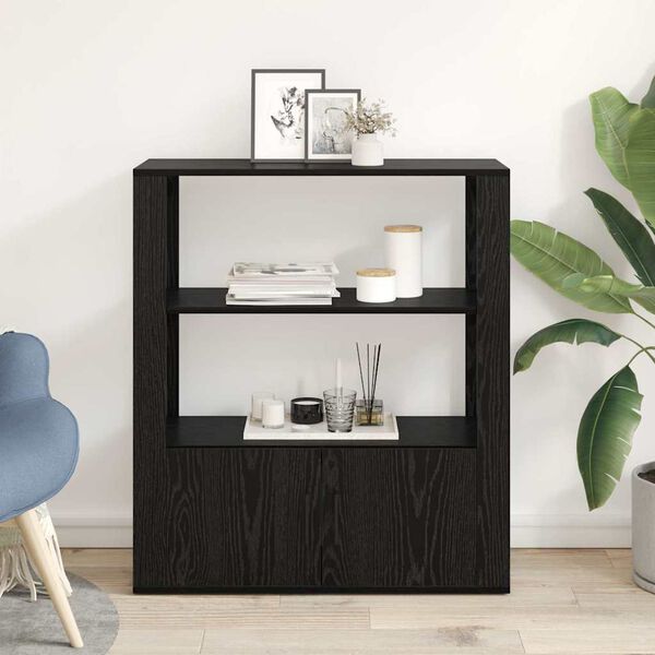 vidaXL Sideboard Schwarz Eichen-Optik 30 x 80 x 90 cm Holzwerkstoff
