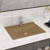 vidaXL Luxus-Waschbecken mit Hahnloch Matt-Creme 60x46 cm Keramik