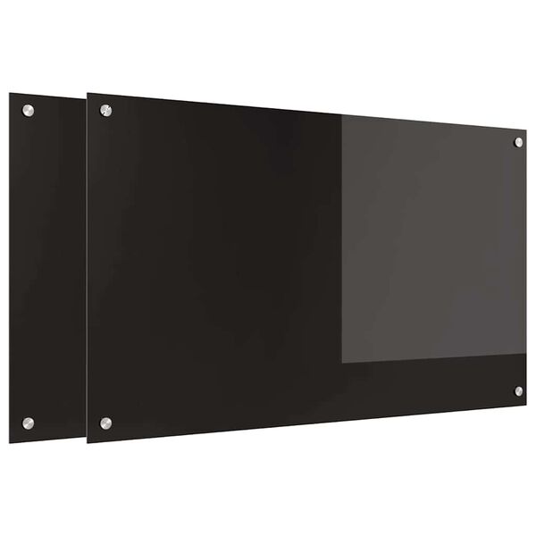 vidaXL Küchenrückwand 2 pcs Schwarz 100 x 60 cm Gehärtetes Glas