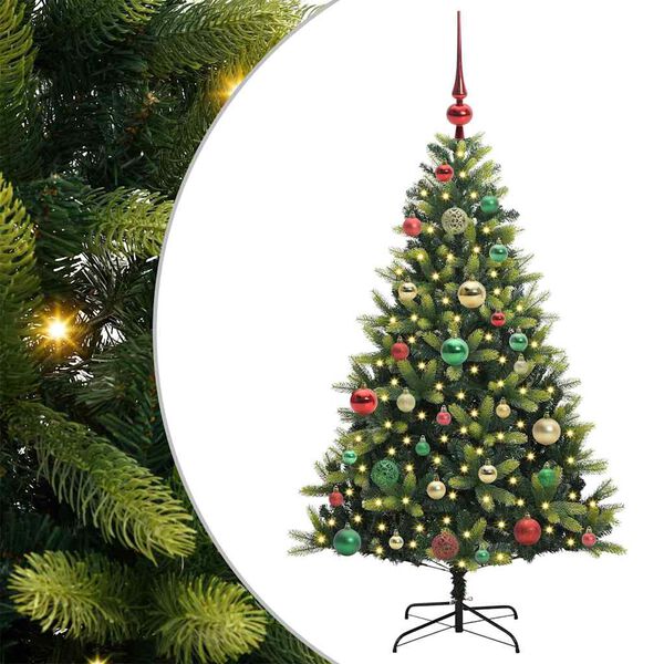 vidaXL K&uuml;nstlicher geflammter Weihnachtsbaum 150 LEDs Gr&uuml;n 120 cm