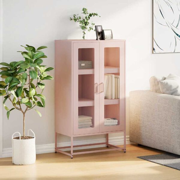 vidaXL Highboard Rosa 68x39x123 cm Stahl
