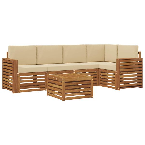 vidaXL Sofagarnituren 6 pcs Natur und Beige Massivholz Akazie
