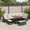 vidaXL Garten-Sofa-Set mit Kissen 9 pcs Schwarz Poly Rattan