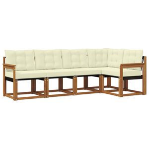 vidaXL Outdoor-Sofagarnitur mit Kissen 5 pcs Natur und Creme