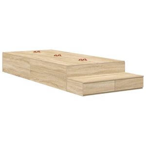 vidaXL Aufbewahrungsbettgestell Sonoma-Eiche 90 cm Holzwerkstoff