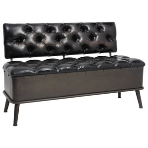 vidaXL Sitzbank mit Stauraum und R&uuml;ckenlehne 110cm Schwarz Kunstleder