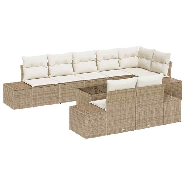 vidaXL Gartensofa-set mit Speicher Beige und Creme Poly Rattan