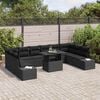 vidaXL Garten-Sofa-Set mit Speicher 11 pcs Schwarz Poly Rattan