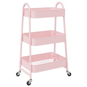 vidaXL Aufbewahrungswagen 3-st&ouml;ckig Rosa 42x41,5x77 cm Stahl