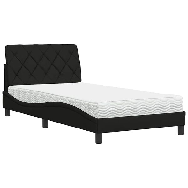 vidaXL Bett mit Matratze Schwarz 100x200 cm Stoff