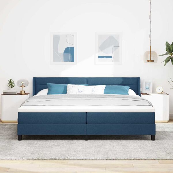 vidaXL Boxspringbett mit Matratze Blau 200 x 200 cm Polyester